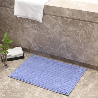 Antislip badmat - Zachte chenille douchemat en vloermat voor badkamer - Machinewasbaar (lichtblauw, 60x90cm)