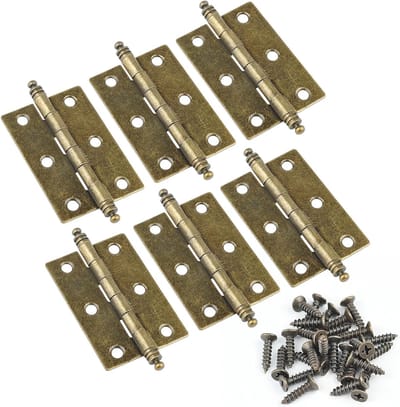 Antieke Deur Scharnieren Set van 6, 63mm×43mm, Retro Bronzen Scharnieren voor Meubels, Kasten en Sieradenboxen