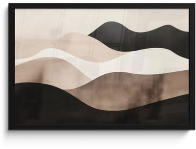 Poster in lijst - Fotolijst 60x40 cm - Posters - Abstract - Landschap - Golven - Crèmekleur - Posterlijst zwart - Decoratie - Wanddecoratie woonkamer - Muurdecoratie slaapkamer