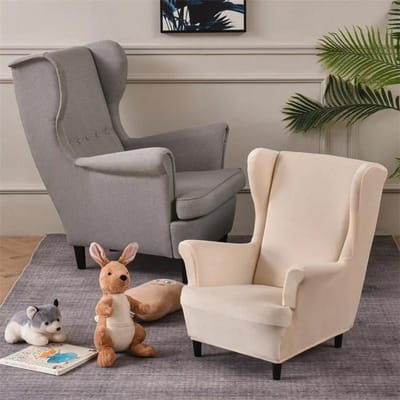 Fluweel Kinder Vleugelstoelhoezen Mini Maat Stretch Vleugelrug KingBack Fauteuilhoes Elastische Sofa Slipcovers Effen Kleur Sofa Hoezen