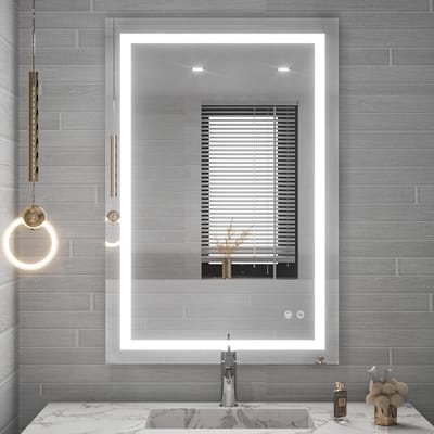 Grote LED Badkamerspiegel 90x60 cm - Dimbare Make-up Spiegel met Ontwasemingsfunctie