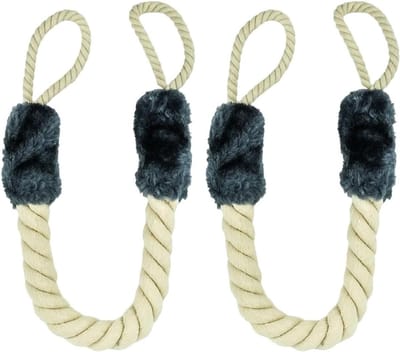 Dailygoods - Selyse 2 stuks deurkoord, klembescherming voor deuren, deurklinkstoppers, katoenen deurstopper voor kinderen en huisdieren, vinger- en klembescherming, 60 cm veiligheidsbescherming (blauw)