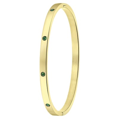 Lucardi Dames Goldplated armband bangle geboortestenen - Staal - Armband - Cadeau - Stijlvol - Goudkleurig