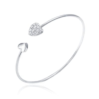 LGT JWLS Bangle Armband met Harten - Zilveren Coating
