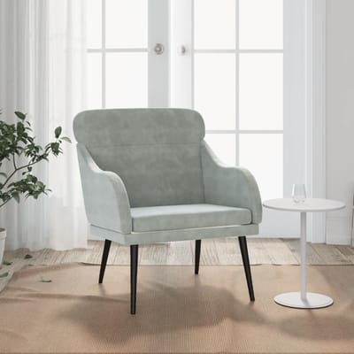 vidaXL - Fauteuil - 63x76x80 - cm - fluweel - lichtgrijs