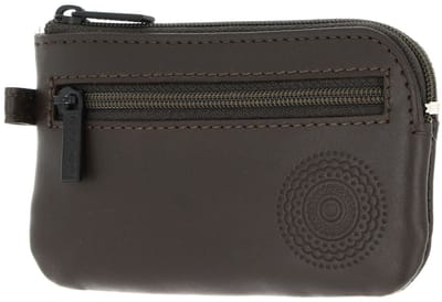 oxmox Leren sleutelgeval Leather Keyholder Circle Bloom Embossed Brown donkerbruin