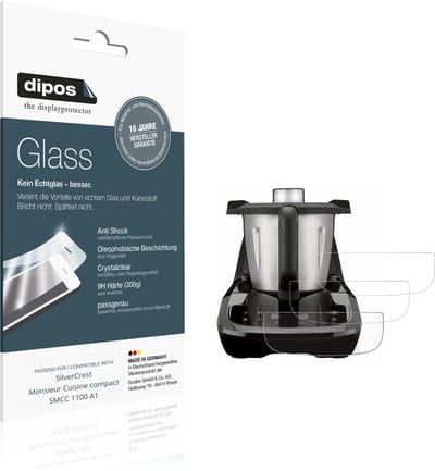 dipos – 2x Pantserfolie geschikt voor SilverCrest Monsieur Cuisine compact SMCC 1100 A1 | 9H Screenprotector