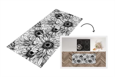 Keukenloper - Loper keuken - Bloemen - Zonnebloem - Patroon - 120x50 cm - Keukenloper vinyl