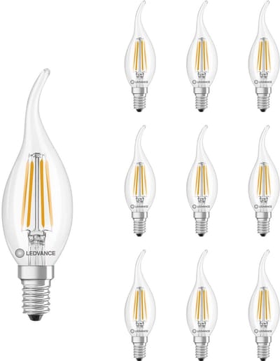 Ledvance LED Filament Tip-kaarslamp E14 - 3.4W 470lm 2700K 230V - Mat Glas - Ø35mm - 10 stuks - Geschikt voor klassiek interieur, wandlampen, horeca - 10 stuks