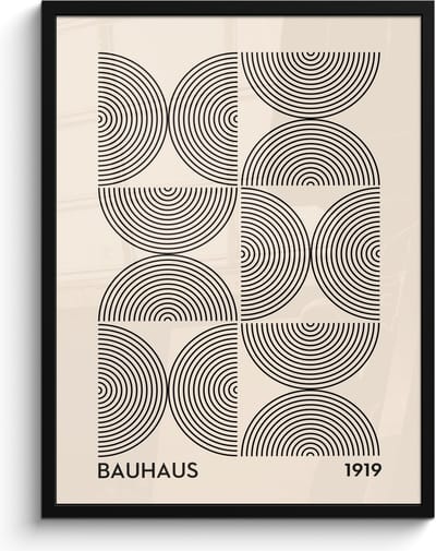 Poster in lijst - Fotolijst 60x80 cm - Posters - Bauhaus - Vintage - Modern - Zwart - Art - Posterlijst zwart - Decoratie - Wanddecoratie woonkamer - Muurdecoratie slaapkamer