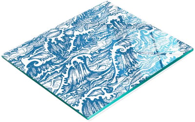 Decoratieve glazen serveerplank voor snacks met zeegolvenmotief, 60x52 cm