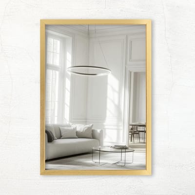 CLAMARO Vision Wandspiegel, 30 x 55 cm, op maat gemaakt, goud, moderne vierkante spiegel met MDF-houten lijst, incl. metalen hanger en montagemateriaal (liggend en staand formaat)