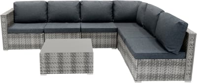 Rotan modulaire 7-delige meubelset - grijs - 5-zits - waterdichte hoes