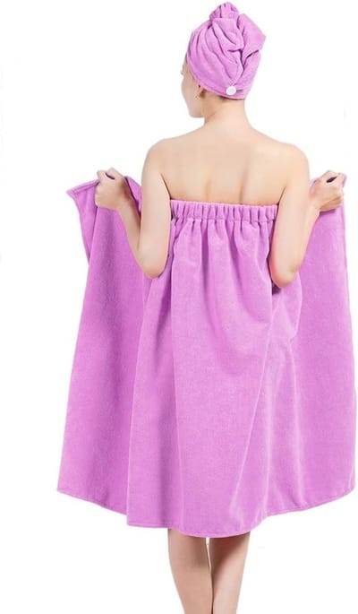 Dames Saunakilt en Microvezel Sauna Handdoek Set, Verstelbare Sarong voor Spa en Wellness, Violet Kleur