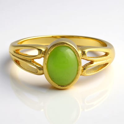 Cavill - Zilveren ring met keizerlijk chrysopraas 0,7 ct - 925 Sterling zilver goud verguld - Ovaal cabochon 8x6 mm - Elegante damesring maat 17