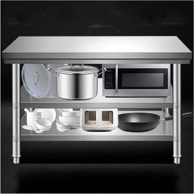 Werktafel RVS - Keukentafel Werkblad - Keuken Organiseren - Verstelbare Poten - 60x40x80 cm - Zilver