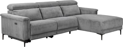 Lund-Hoekbank - 3-Zits Elec. Relax - Grijs Corduroy