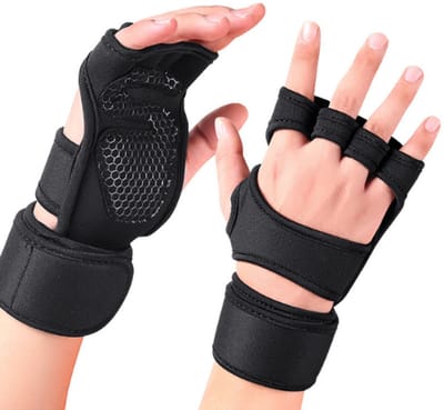 Fitness Handschoenen – Fitness Gloves – Sporthandschoenen voor Krachttraining, Fitness & Crossfit – Trainingshandschoenen met Grip – Ademende Workout Handschoenen – Bescherming voor Handpalmen – Geschikt voor Dames & Heren – Zwart
