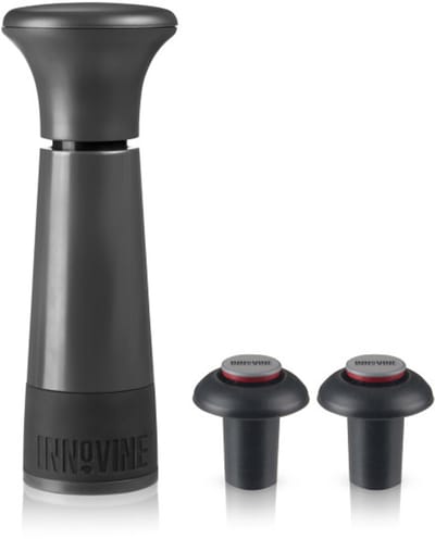 Innovine™ Vacuum Pump Wine Saver in Graphite - Wijnpomp met 2 stoppers