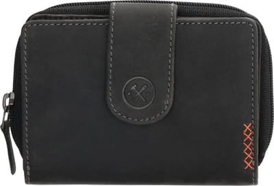 Hide & Stitches Idaho Portemonnee Dames - Wallet voor 9 t/m 12 pasjes - Portefeuille van 100% Leder - Zwart