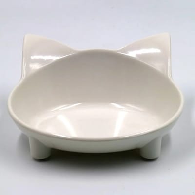WiseGoods Premium Antislip Katten Voerbak / Waterbak - 210ML Kattenkop Vorm - Huisdier Voerbakken - Accessoires Huisdieren - Wit