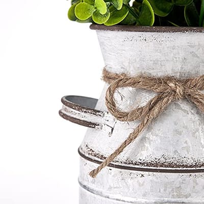 Metalen Bloem Vaas voor Landelijke Stijl met Kunstmatige Eucalyptus - Decoratieve Bloemhouder en Planter