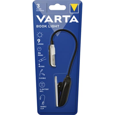 VARTA LED Book Light Leeslamp - Flexibele Nek - Inclusief 2x CR2032 Batterijen - Boeklamp met Klem - Zwart/Zilver