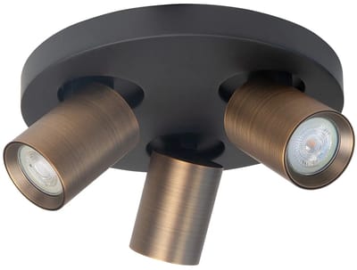 Opbouwspot Oliver | Zwart + Brons Metaal | Rond | GU10 | 3-voudig | ⌀ 25cm