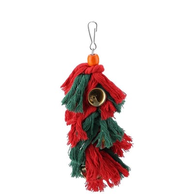 Vogel Papegaai Kauw Bijt Speeltje Touw Hangend Schommel Touw Kooi Accessoires red