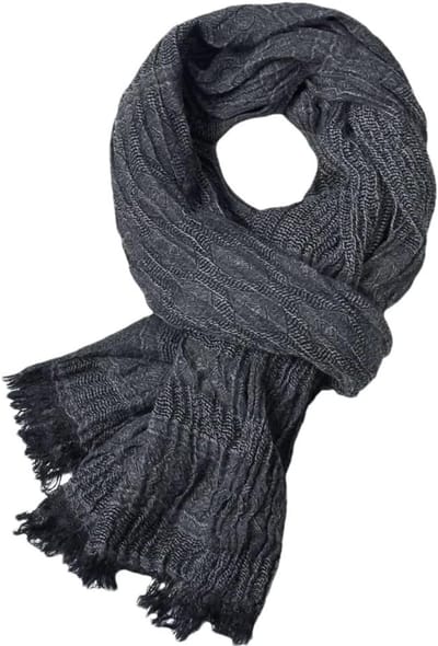 Herensjaal Katoen Linnen - Warme Stola - Casual Gebruik - Met Franjes - 90 x 190 cm - Effen