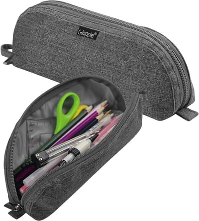 SnelShoppen - Grijze Pencil Case voor School - Kleine Organizer voor Potloden, Pennen, en Schoolbenodigdheden - Ruimte voor 30+ Schrijfwaren - Waterdi