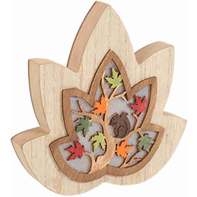 Houten Snijwerk Kunst Decor Gloeiend Houtsnijwerk Bureau Ornament met Licht voor Huis Oogstfeest beige