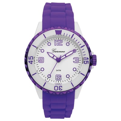 Garonne Sportief Kinderhorloge Paars Silicone Wit Kunststof - 5ATM - 36mm