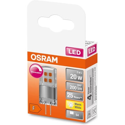 OSRAM HOMELIGHTING 4058075431904 LED-lamp Energielabel F (A - G) G4 Ballon 2 W = 20 W Warmwit (Ø x l) 14 mm x 38 mm 1 stuk(s)