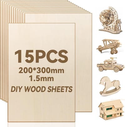 15x Rechthoekige Houten Platen 20x30cm Dun Modelbouw Hout voor Knutselen en Schilderen