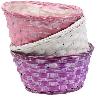Ronde spaanplaten kom, paars/wit/roze, Ø19 cm, 8 stuks, 8 Stück