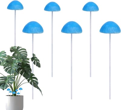 Mini Paddenstoelen Decoratie - Hars Tuinstekers - Tuin Aankleden - Kleurvast Hars - 6 stuks - Blauw