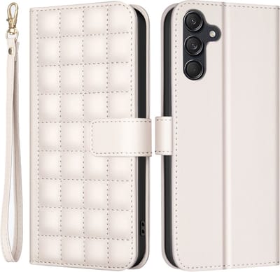 BINFEN Hoesje - Geschikt voor Samsung Galaxy A16 Hoesje - BINFEN Square Color Book Case - Ecru