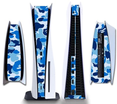 Gadgetpoint - Console Sticker Strip voor PS5, PlayStation 5 - Performance Gaming Skin - Bescherming Accessoires - Camo - Blauw