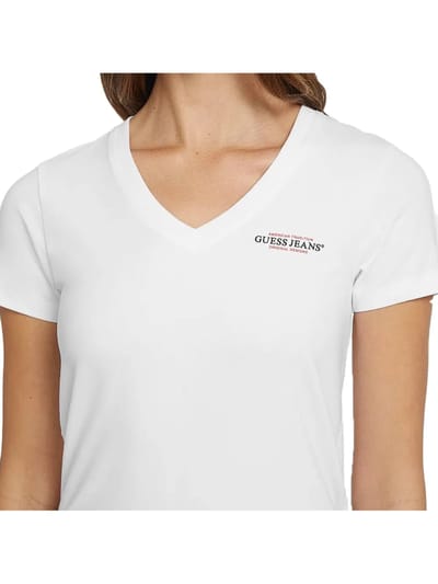 V-hals slimfit t-shirt voor dames Guess American