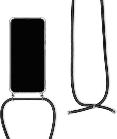 Hoesje geschikt voor Motorola Moto G9 Power Hoesje met Koord transparant silicone case - Hoesje geschikt voor Moto G9 Power Koord hoesje draagkoord TPU backcover - Zwart