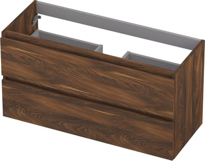 INK® wastafelonderkast 2 laden greeploos met houten keerlijst 100x40x52cm, noten