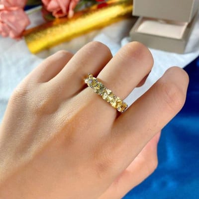 Wong Rain 925 Sterling Zilver Geel Gemaakt Moissaniet Diamanten Edelsteen Trouwring Verlovingsring Fijne Sieraden Groothandel 9 geel