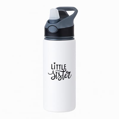Hacebo® - Little sister waterfles met rietje zwart - Zus - zusje - cadeau - verjaardag - jongste zus - familie - water fles - 650ML