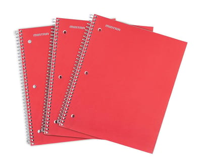 Notitieboeken Spiraal - Schrijfblokken College - Notities Maken - Vochtbestendige Hoes - 3 Stuks 100 Vel - Rood