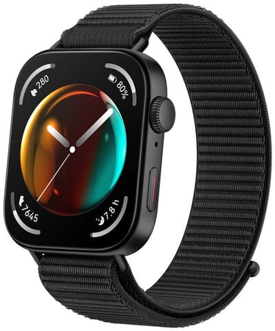 Nylon bandje - geschikt voor Huawei Watch Fit 5 (PRO), Watch Fit 4 (Pro), Watch Fit 3 - klittenband met ribbel - zwart
