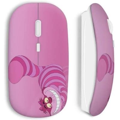 Souris Sans Fil - Cheshire Cat - Alice au Pays des Merveilles - Rose - Compatible Mac et PC - Clé USB incluse