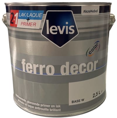 Levis Ferro Decor - Roestwerende solventgedragen grondlaag en afwerkingslaag ( 2 in 1 ) voor metaal - 2.50 L - RAL 9010 Pure White ( gebrokenwit)
