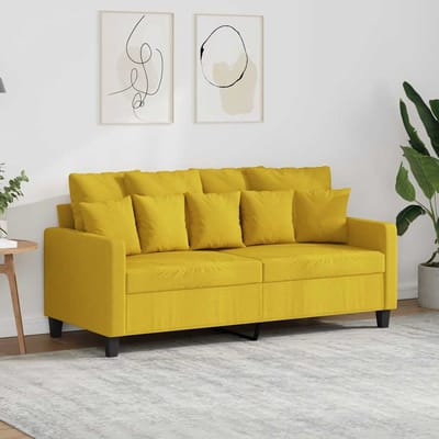 Vidaxl Bank 2-Persoons, Lichtgeel, 140 Cm, Bekleed met Stof