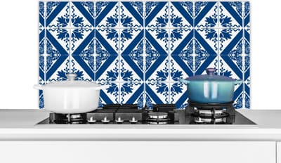 Spatscherm keuken 100x50 cm - Kookplaat achterwand Tegel - Portugal - Patroon - Muurbeschermer - Spatwand fornuis - Hoogwaardig aluminium